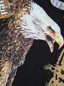 Manfinity LEGND Men's Eagle & Letter Printed Short Sleeve T-shirt - Multicolor - View 4