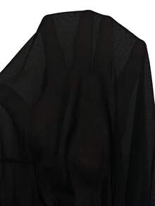 Swim SXY 女士萵苣邊前綁帶和服裙 - 黑色 - 查看 7