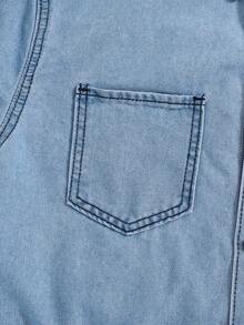 SHEIN Teenage Boys' Casual Loose Fit Denim Top - Blue - View 4