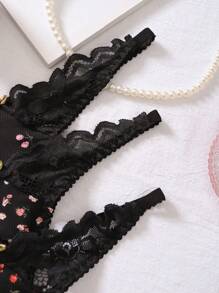 PetitDoll Quần lót dây chữ G in hoa nhỏ gợi cảm cho nữ (3 chiếc) - Nhiều màu - Xem 4