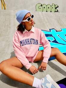 Streetz SHEIN Sport Women's Letter Printed Sports Set - Baby Pink - View 9