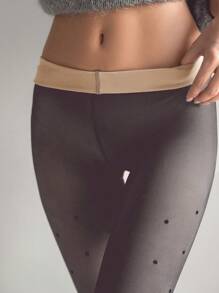 DAZY 波点印花加厚保暖打底裤，保暖内衬 - 灰色 - 查看 5