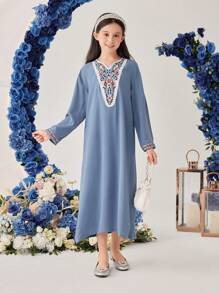 SHEIN Dziewczyny Elegancki Kwiatowy Nadrukowany Patchwork Sukienki