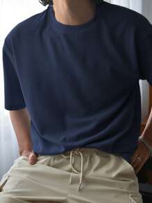 DAZY 男士圓領短袖t卹 - 藏蓝色 - 查看 4
