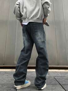 Manfinity EMRG 宽松男士纯色阔腿牛仔裤