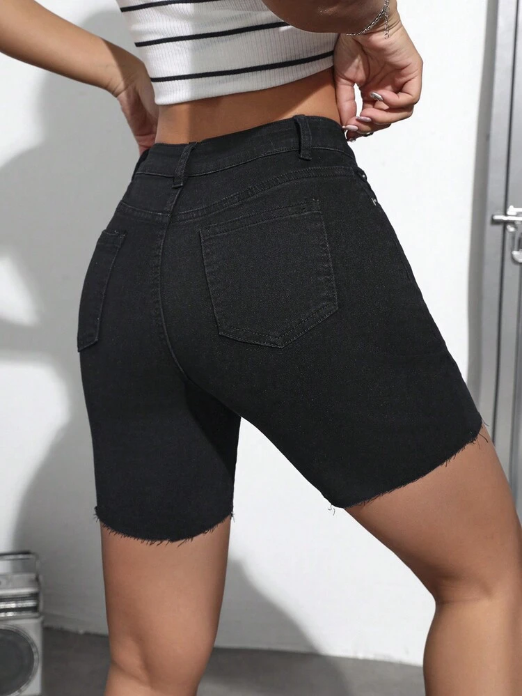 Women's Hollow Out Heart Design Denim Shorts