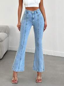 RueChic Vaqueros casuales de pierna acampanada y ajuste slim