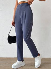 Chiquease Women's High-Waisted Tapered Pants With Pockets - Grey - View 5