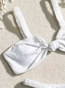 SHEIN Swim Women's Bikini Set With Twisted Detail, Cut-Out And Embroidery Summer - White - View 5