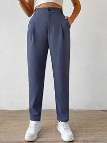 Chiquease Women's High-Waisted Tapered Pants With Pockets - Grey - View 2