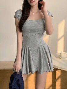 DAZY 女式无袖露背交叉连衣裙太阳裙 - 淺灰色 - 查看 7