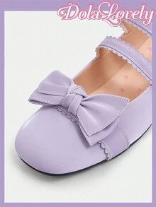 Dola Lovely 女士紫色雙帶瑪莉珍泵鞋,方頭粗跟帶扣心形細節,時尚高跟鞋 - 紫色 - 查看 4