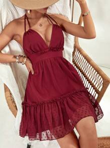 Breezaya Rochie de damă, de culoare uni, fără spate, cu decolteu