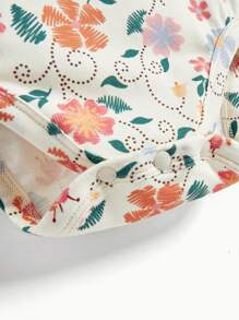 Cozy Pixies Bộ đồ liền thân dệt kim mềm mại họa tiết hoa cổ tròn tay ngắn hai vai cho bé gái 2 món/bộ - Màu tím hoa cà - Xem 8