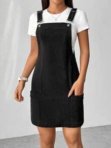 Flirla Ladies' Corduroy Overall Dress