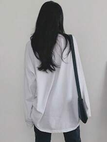 DAZY Của phụ nữ Vòng cổ Lá thư & Năm cánh Ngôi sao In Áo thun - trắng - Xem 2