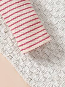 Gestreiftes Und Bedrucktes Langarm-hosen-homewear-set Für Babys In Blau Und Rosa