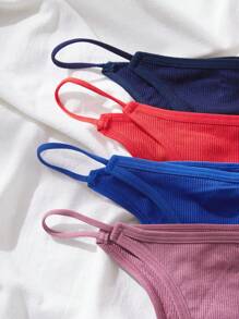 ROMWE 女士7条装罗纹针织内裤 - 彩色 - 查看 4