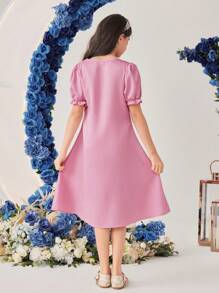 SHEIN Vestido Elegante Con Cuello En V Y Adornos De Lentejuelas Para Niña Tween