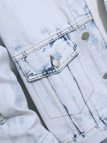 Men's Long Sleeve Ripped Denim Jacket - Light Wash - View 4