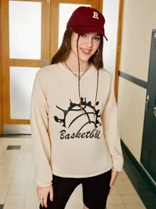 Gameset SHEIN Sport Women's Letter Printed Round Neck Sports Sweatshirt - White - View 4