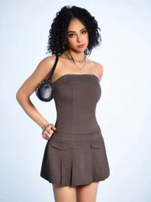 Forever 21 Ladies' Solid Color Strapless Dress - Grey - View 3