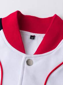 Manfinity Hypemode Veste De Baseball Pour Hommes / Boutonnée Avec Motif D'alphabet Et Bordure Contrastante