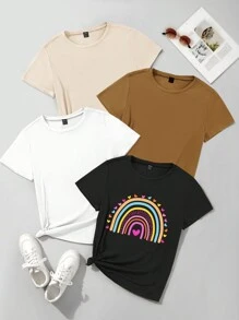 SHEIN Essnce Multi-pack De Camisetas De Manga Corta - Multicolor - Ver 1