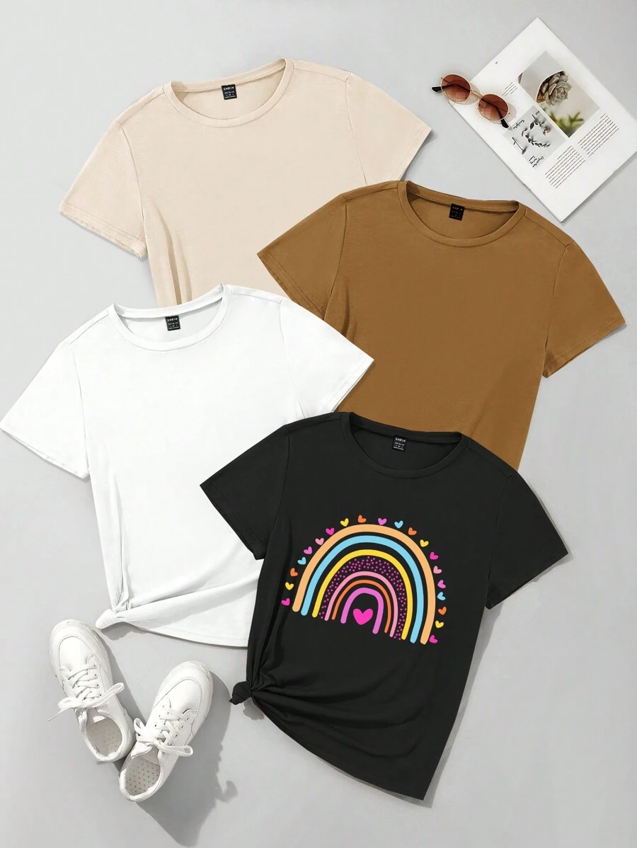 SHEIN Essnce Multi-pack De Camisetas De Manga Corta - Multicolor - Ver 1