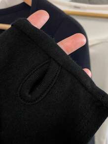 DAZY 女式长袖褶皱T恤，秋季学院风上衣 - 黑色 - 查看 4