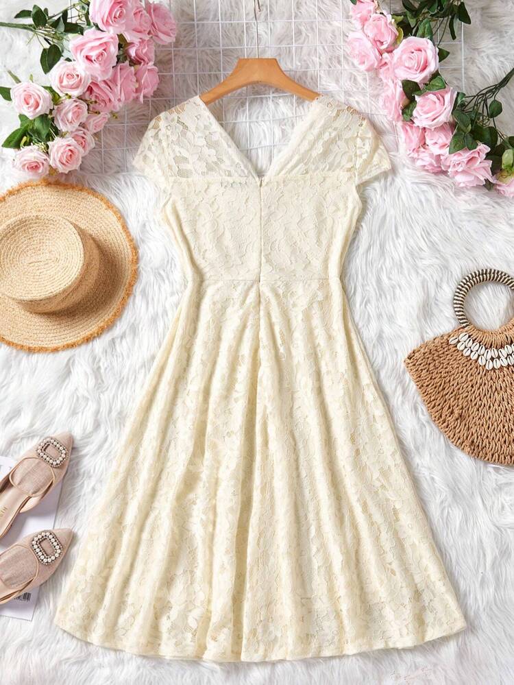 Women's Short Sleeve Lace Dress
