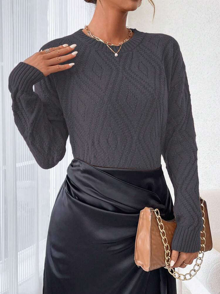 Women's Solid Color Drop Shoulder Casual Sweater, Knit Pullover Fall Winter