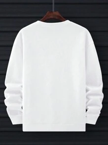 Men's Panda Printed Crewneck Pullover Sweatshirt - White - View 2