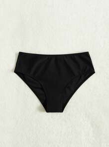 SHEIN Swim Summer Beach Women's Solid Color Bikini Bottom Carnival - Black - View 4