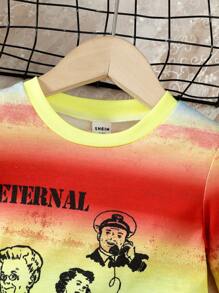 SHEIN Young Girl's Colorful Ombre Fringed Hem Dress - Multicolor - View 4