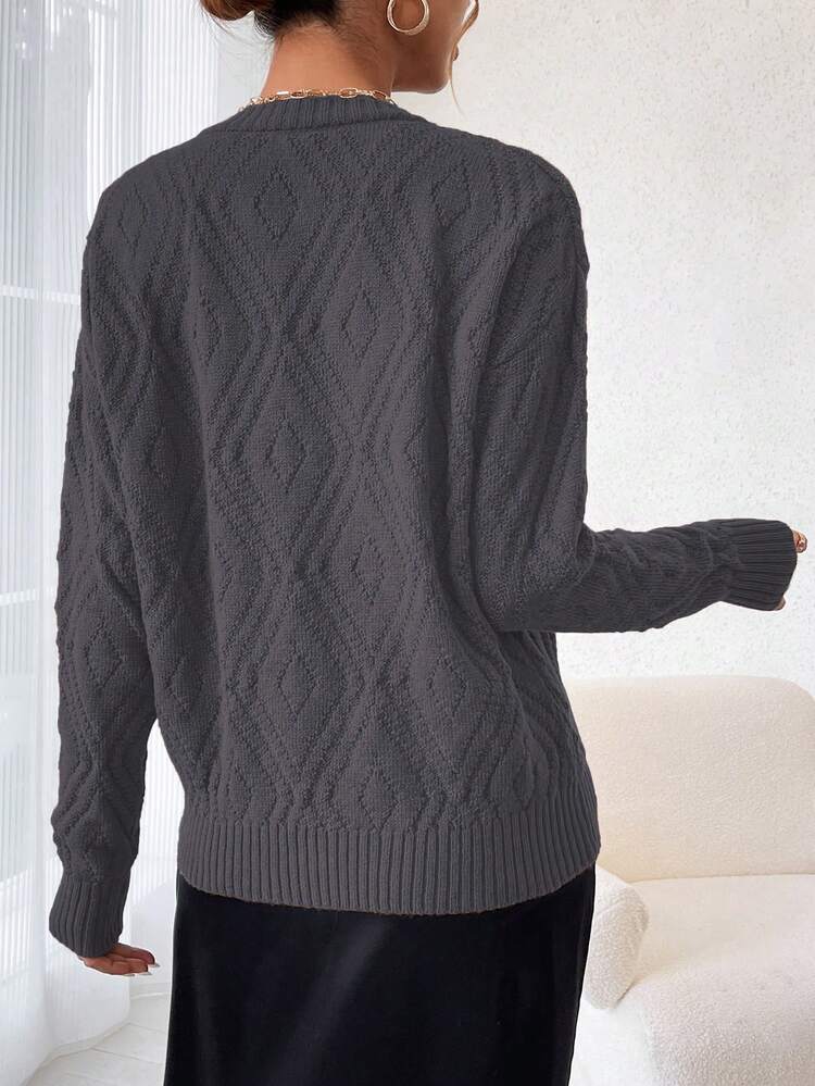 Women's Solid Color Drop Shoulder Casual Sweater, Knit Pullover Fall Winter