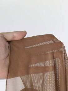 SHEIN Swim Summer Beach Plain Bikini Set Three-Piece Set Bathing Suit - Coffee Brown - View 6