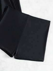 SHEIN Swim Women's Pintuck Racerback Tankini Swimsuit - Black - View 7