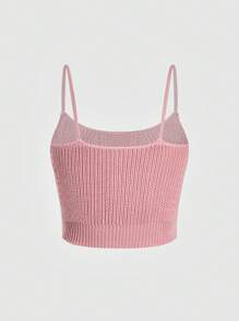 Flirla Camiseta Sin Mangas De Punto Rosa Con Tirantes Decorados Con Lazo