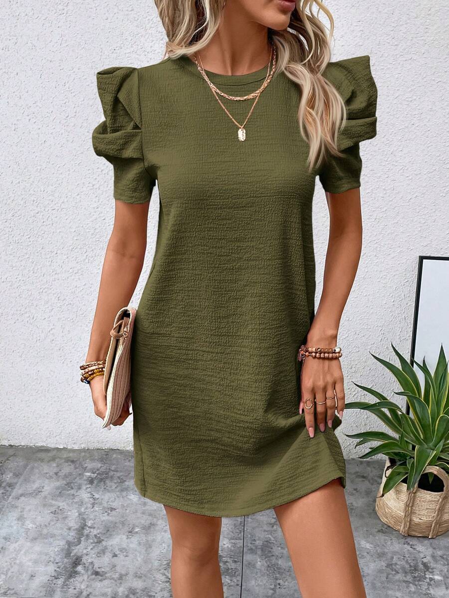 SHEIN Clasi Solid Color Round Neck Women's Dress