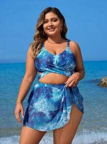 Swim Lushoire Summer Beach - Ensemble de Bikini Tie-Dye Grande Taille - Multicolore - Voir 4