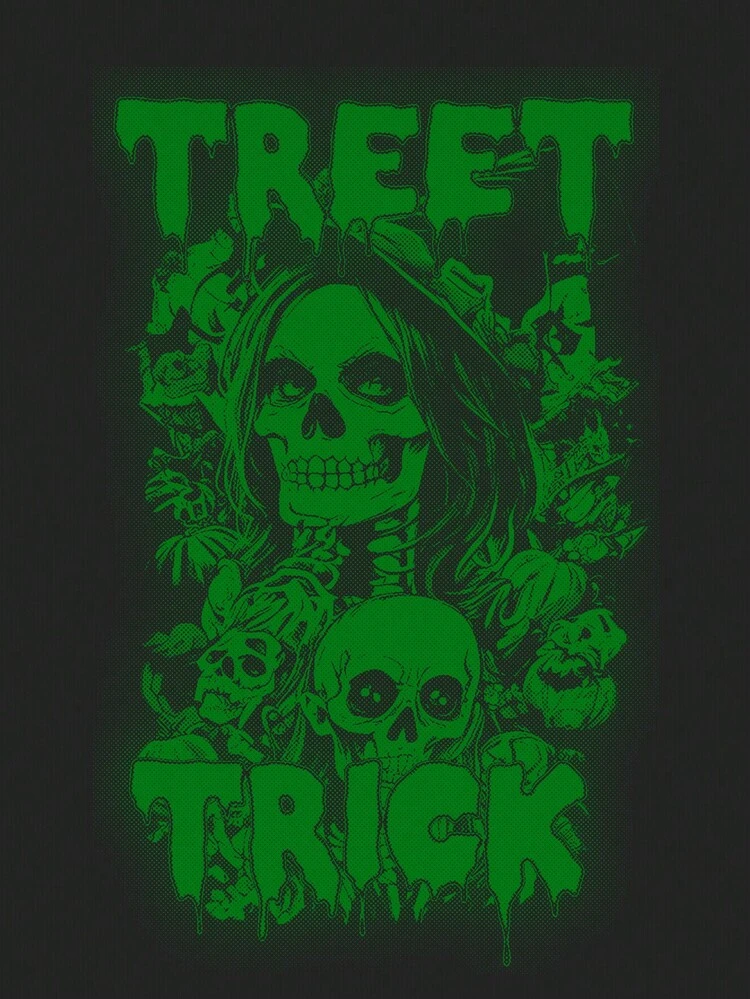 Artist Women's Loose Fit Long T-Shirt With Round Neck & Printed Letters & Skull Graphic Tee For Holiday, Vacation, Spring & Summer, Festival, Ibiza Fits