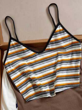 Comfortcana Débardeur rayé pour femmes grandes tailles pour l'été