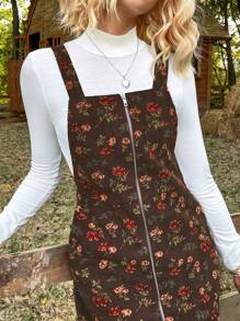 Soleia Floral Print Zip Up Overall Dress - Multicolor - View 6