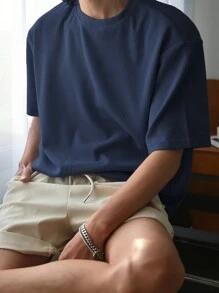 DAZY 男士圓領短袖t卹 - 藏蓝色 - 查看 2