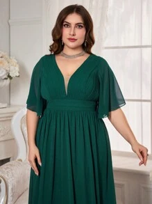 Plus Size Women Pleated Chiffon Dress