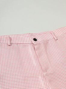 Manfinity Mode Nam Kích thước lớn Checkered Ve áo có khía Bộ đồ Áo khoác Và Quần Bộ - Hồng - Xem 4