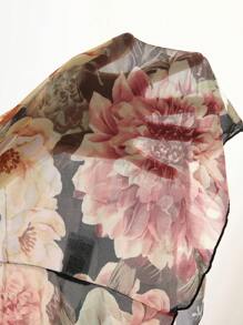 Conjunto de pijama con top sexy y shorts con estampado de flores, volantes y empalmes, talla grande para vacaciones