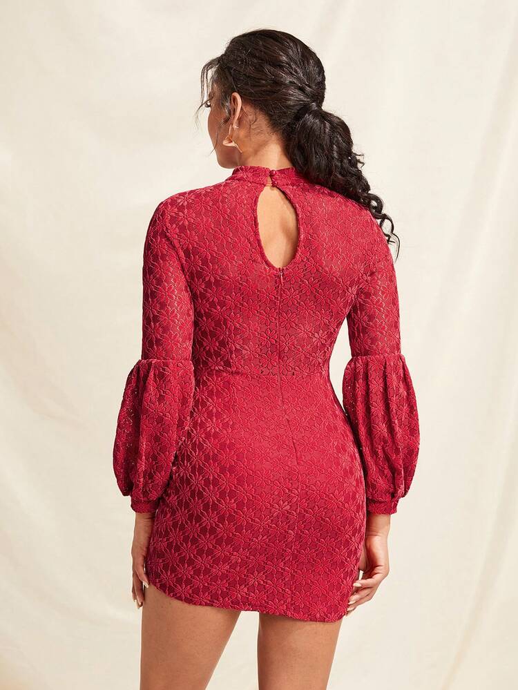 Designer Long Sleeve Romantic Cutout Lace Elegant Dress, New Year Eve Outfit, Fall , For Autumn, Holiday, Party, Valentine's Day, Festival