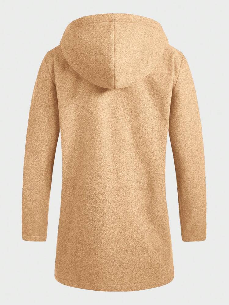 Casual Loose-Fitting Men's Hooded Woven Overcoat, For Fall Winter